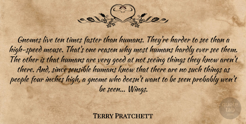 Terry Pratchett Quote About Wings, People, Four: Gnomes Live Ten Times Faster...