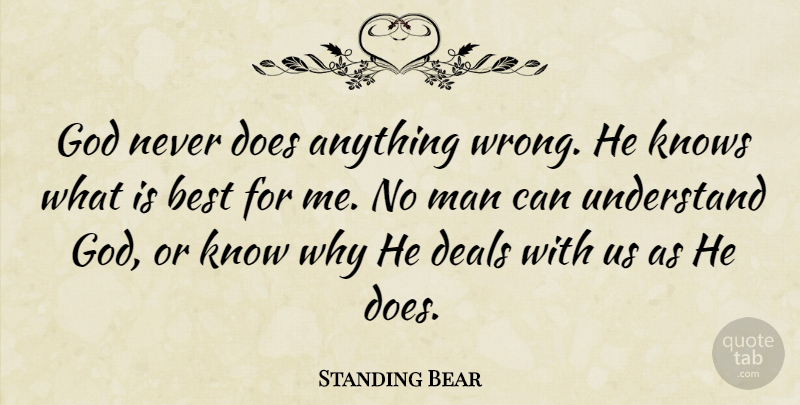 Standing Bear Quote About Men, Doe, Deals: God Never Does Anything Wrong...