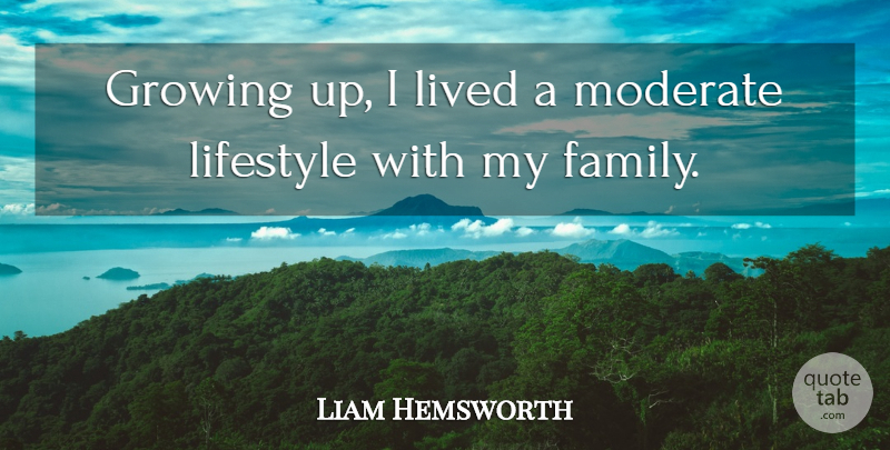 Liam Hemsworth Quote About Growing Up, My Family, Lifestyle: Growing Up I Lived A...
