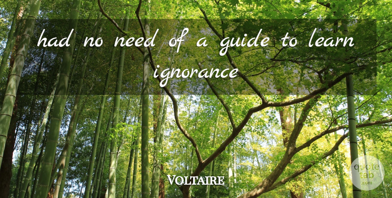Voltaire Quote About Ignorance, Needs, Guides: Had No Need Of A...