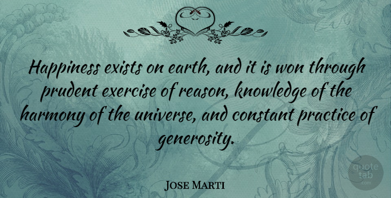 Jose Marti Quote About Inspirational, Motivational, Exercise: Happiness Exists On Earth And...