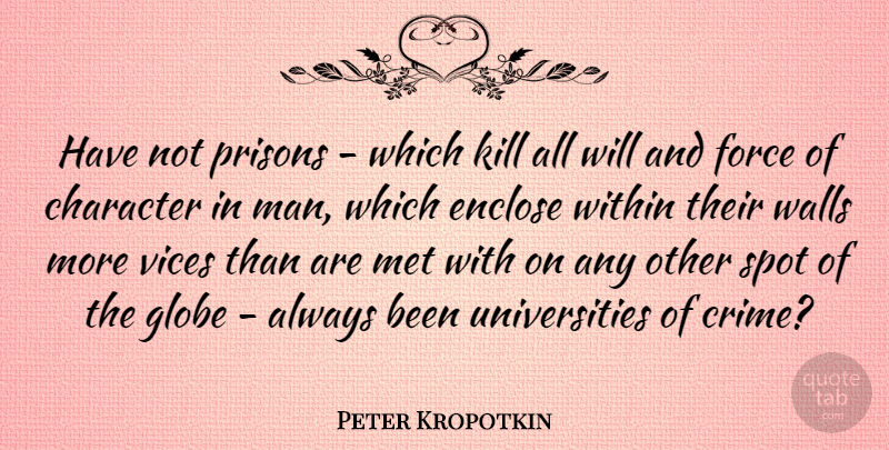Peter Kropotkin Quote About Wall, Character, Men: Have Not Prisons Which Kill...