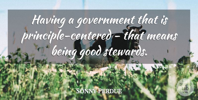 Sonny Perdue Quote About Good, Government, Means: Having A Government That Is...