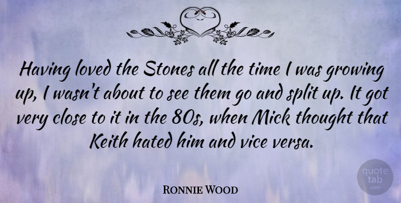 Ronnie Wood Quote About Time, Growing Up, Keith: Having Loved The Stones All...