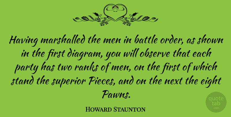 Howard Staunton Quote About Eight, Men, Next, Observe, Ranks: Having Marshalled The Men In...