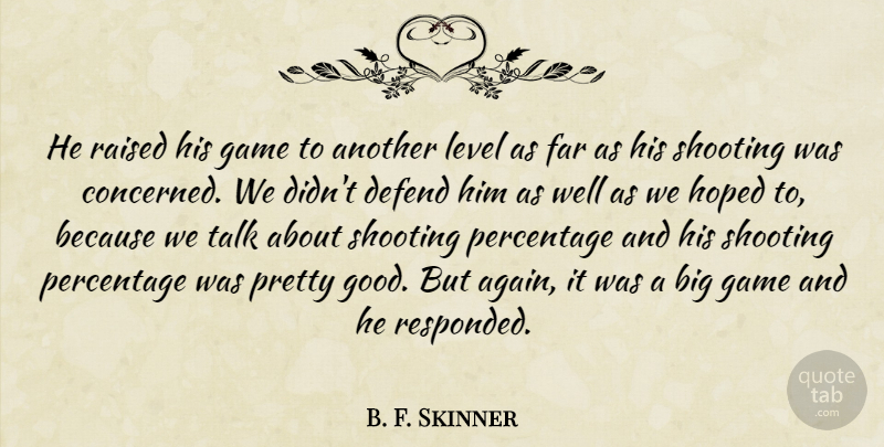 B. F. Skinner Quote About Defend, Far, Game, Hoped, Level: He Raised His Game To...