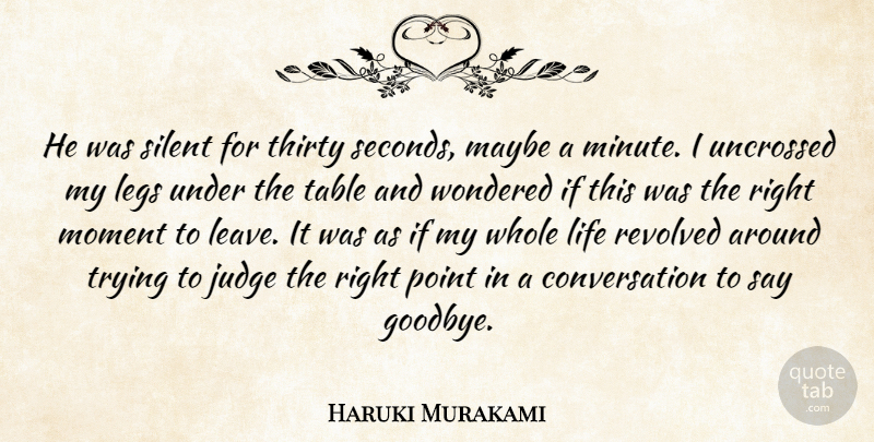 Haruki Murakami Quote About Goodbye, Judging, Trying: He Was Silent For Thirty...