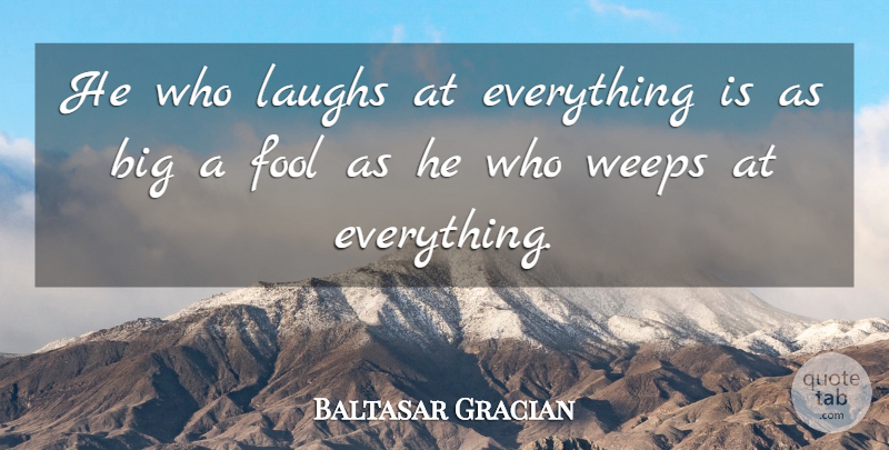 Baltasar Gracian Quote About Laughter, Laughing, Fool: He Who Laughs At Everything...
