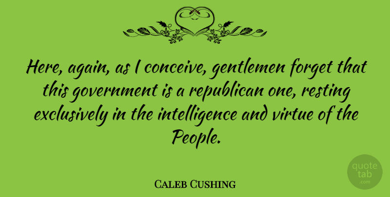 Caleb Cushing Quote About Government, People, Gentleman: Here Again As I Conceive...