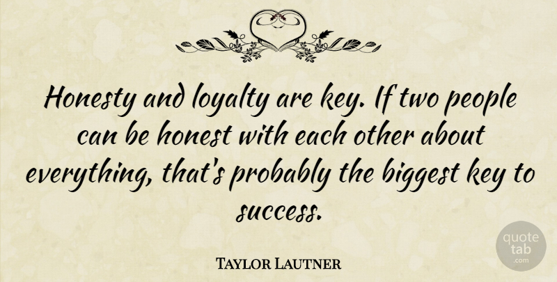 Taylor Lautner Quote About Loyalty, Honesty, Keys: Honesty And Loyalty Are Key...