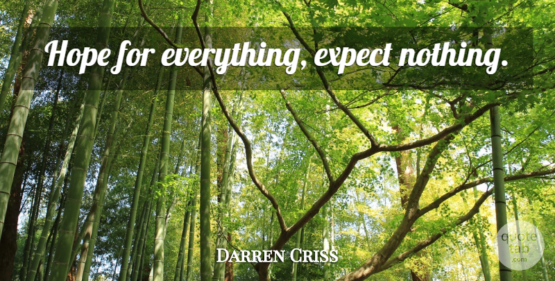 Darren Criss Quote About Expect Nothing: Hope For Everything Expect Nothing...
