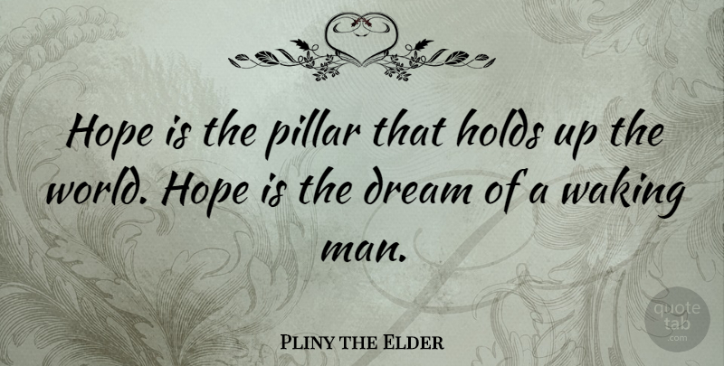 Pliny the Elder Quote About Dream, Hope, Men: Hope Is The Pillar That...