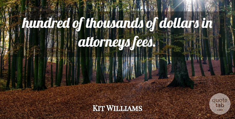 Kit Williams Quote About Attorneys, Dollars, Hundred, Thousands: Hundred Of Thousands Of Dollars...