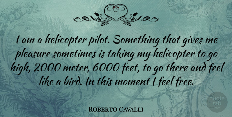 Roberto Cavalli Quote About Feet, Giving, Bird: I Am A Helicopter Pilot...