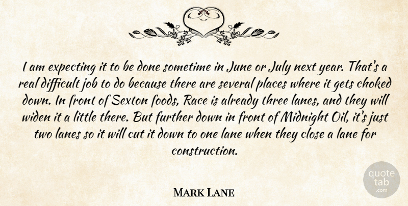 Mark Lane Quote About Choked, Close, Cut, Difficult, Expecting: I Am Expecting It To...