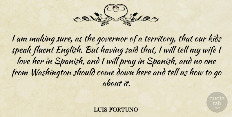 Luis Fortuno Quote About Kids, Wife, Territory: I Am Making Sure As...