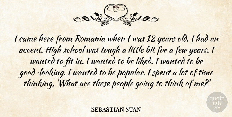 Sebastian Stan Quote About Bit, Came, Few, Fit, High: I Came Here From Romania...