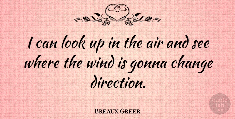 Breaux Greer Quote About Up In The Air, Wind, Looks: I Can Look Up In...