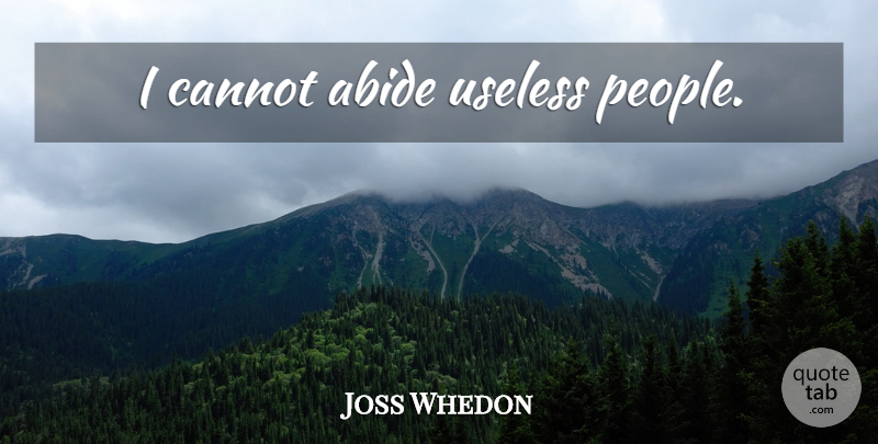 Joss Whedon Quote About People, Useless: I Cannot Abide Useless People...