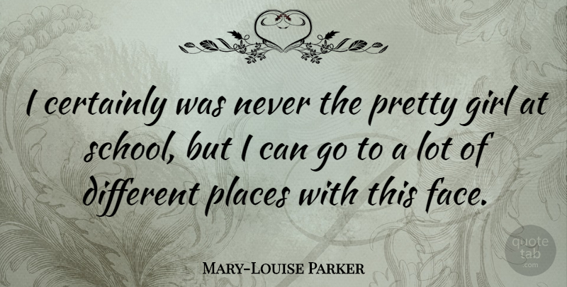 Mary-Louise Parker Quote About Girl, School, Faces: I Certainly Was Never The...