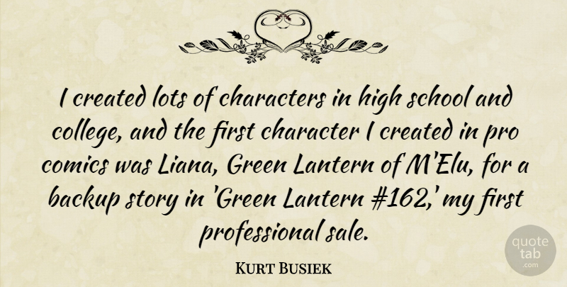 Kurt Busiek Quote About Backup, Characters, Comics, Created, High: I Created Lots Of Characters...