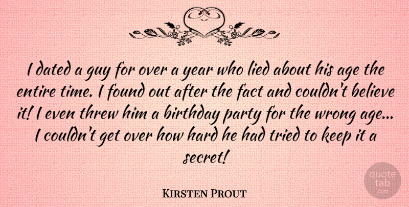 Kirsten Prout Quote About Believe, Party, Years: I Dated A Guy For...