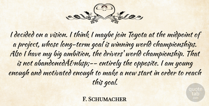 Michael Schumacher Quote About Ambition, Winning, Thinking: I Decided On A Vision...