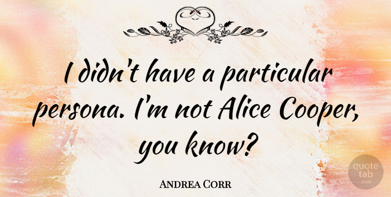 Andrea Corr Quote About Persona, Particular, Knows: I Didnt Have A Particular...