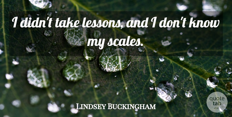 Lindsey Buckingham Quote About Lessons, Scales, Knows: I Didnt Take Lessons And...