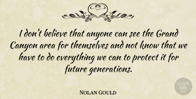 Nolan Gould Quote About Anyone, Area, Believe, Canyon, Future: I Dont Believe That Anyone...