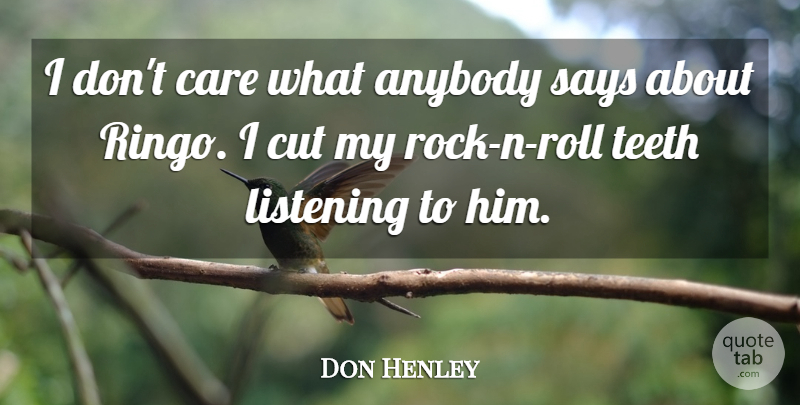 Don Henley Quote About Cutting, Rocks, Listening: I Dont Care What Anybody...