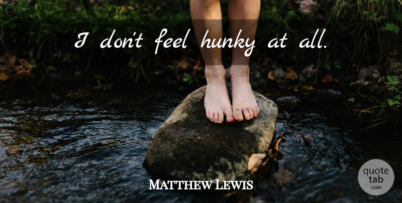 Matthew Lewis Quote About Feels: I Dont Feel Hunky At...