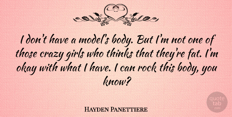 Hayden Panettiere Quote About Girl, Crazy, Thinking: I Dont Have A Models...