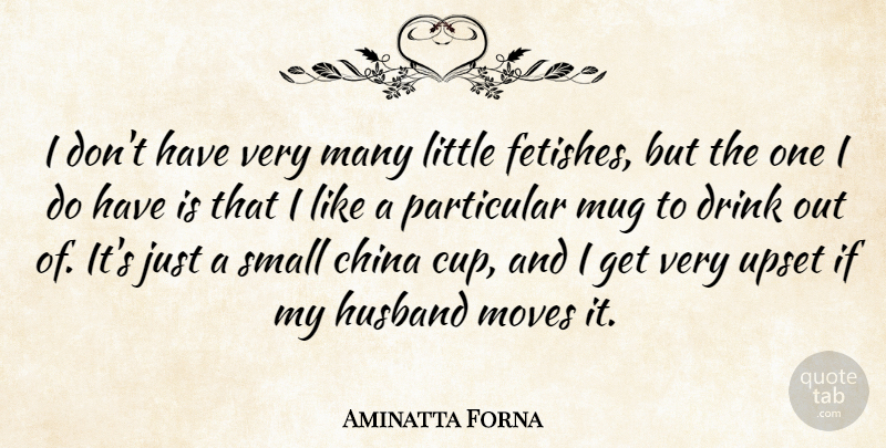 Aminatta Forna Quote About Drink, Moves, Mug, Particular, Upset: I Dont Have Very Many...