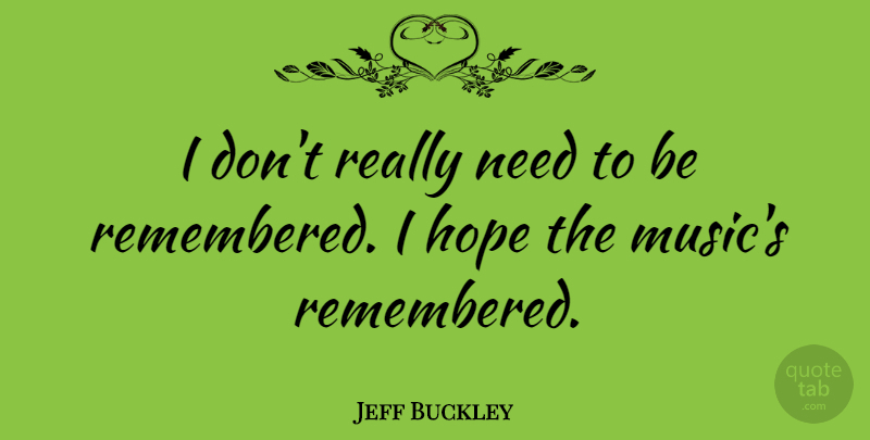 Jeff Buckley Quote About Needs, Remembered: I Dont Really Need To...