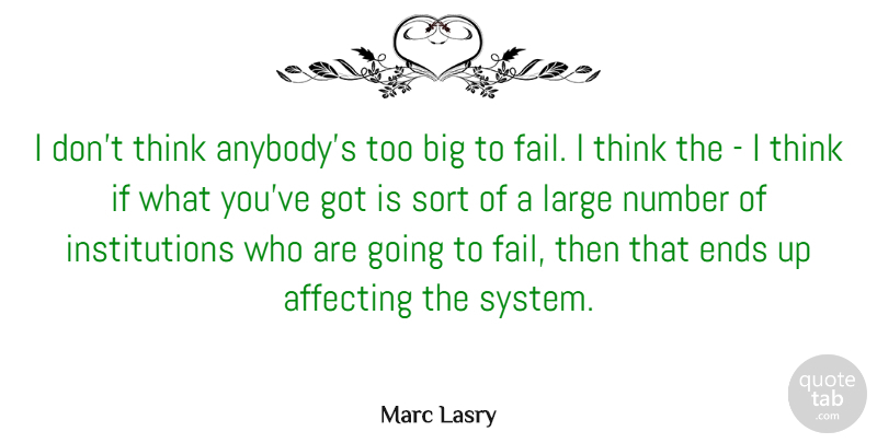 Marc Lasry Quote About Affecting, Ends, Large, Sort: I Dont Think Anybodys Too...
