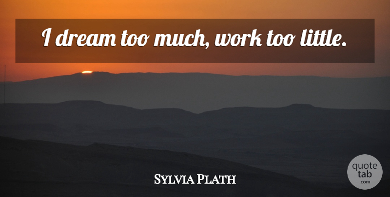 Sylvia Plath Quote About Dream, Littles, Too Much: I Dream Too Much Work...