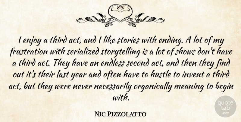 Nic Pizzolatto Quote About Begin, Endless, Invent, Last, Second: I Enjoy A Third Act...