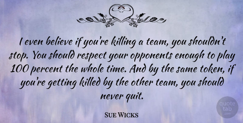 Sue Wicks Quote About Team, Believe, Play: I Even Believe If Youre...