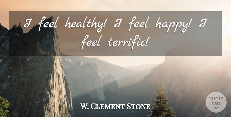 W. Clement Stone Quote About Healthy, Feels, Terrific: I Feel Healthy I Feel...