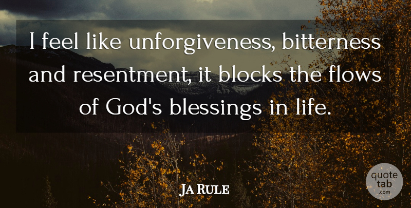 Ja Rule Quote About Block, Blessing, Flow: I Feel Like Unforgiveness Bitterness...