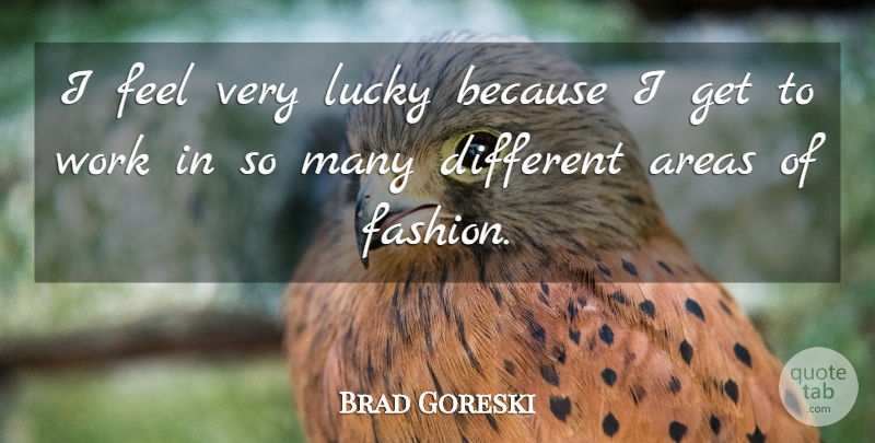 Brad Goreski Quote About Areas, Work: I Feel Very Lucky Because...