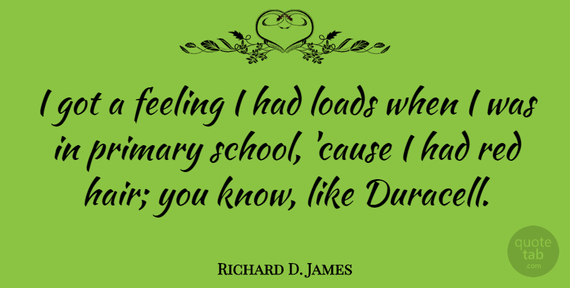 Richard D. James Quote About School, Hair, Feelings: I Got A Feeling I...