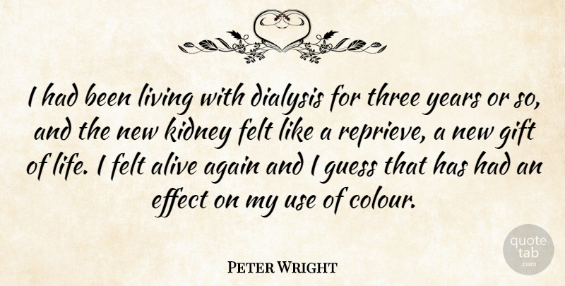 Peter Wright Quote About Life, Years, Three: I Had Been Living With...
