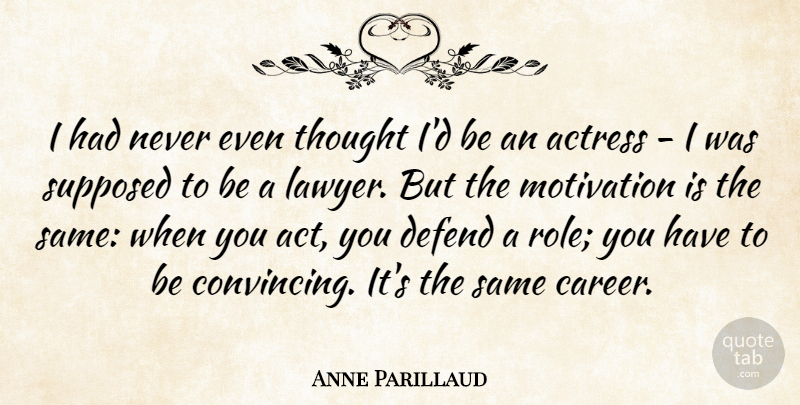 Anne Parillaud Quote About Motivation, Careers, Actresses: I Had Never Even Thought...
