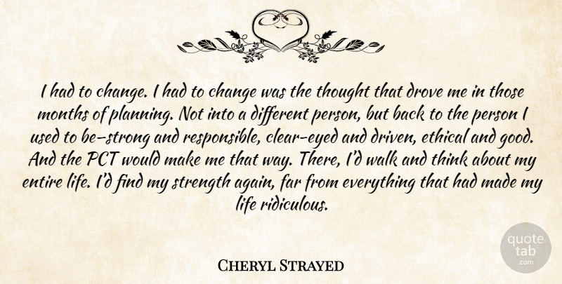 Cheryl Strayed Quote About Strong, Thinking, Different: I Had To Change I...