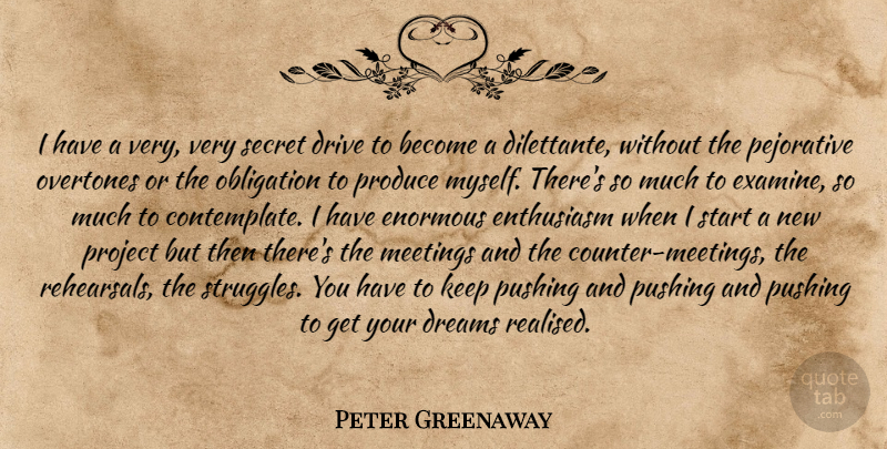 Peter Greenaway Quote About Dream, Struggle, Secret: I Have A Very Very...