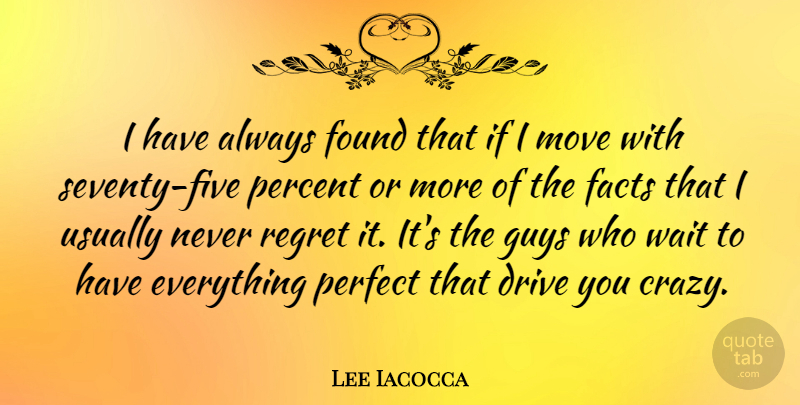 Lee Iacocca Quote About Regret, Business, Crazy: I Have Always Found That...