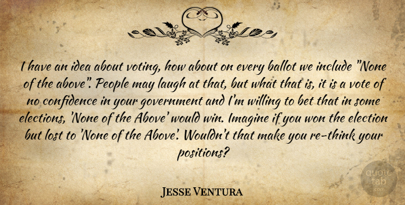 Jesse Ventura Quote About Winning, Thinking, Government: I Have An Idea About...