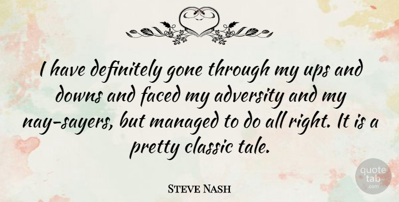 Steve Nash Quote About Basketball, Adversity, Gone: I Have Definitely Gone Through...